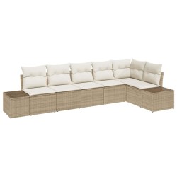 Ensemble de canapé de jardin 6 pcs Beige et crème polyrotin 518301518301