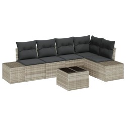 Ensemble de canapé de jardin 6 pcs Gris clair polyrotin 518302518302