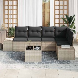 Ensemble de canapé de jardin 6 pcs Gris clair polyrotin 518302518302