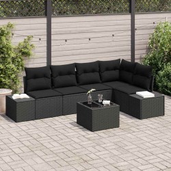 Ensemble de canapé de jardin 6 pcs Noir polyrotin 518303518303