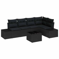 Ensemble de canapé de jardin 6 pcs Noir polyrotin 518303518303