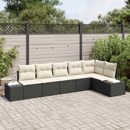 Ensemble de canapé de jardin 6 pcs Noir et Crème polyrotin 518304518304