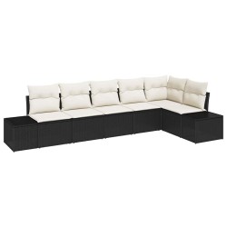 Ensemble de canapé de jardin 6 pcs Noir et Crème polyrotin 518304518304