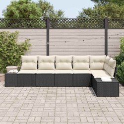 Ensemble de canapé de jardin 6 pcs Noir et Crème polyrotin 518304518304