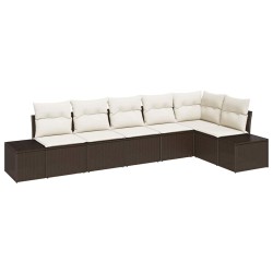 Ensemble de canapé de jardin 6 pcs Marron et Crème polyrotin 518305518305