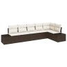 Ensemble de canapé de jardin 6 pcs Marron et Crème polyrotin 518305518305
