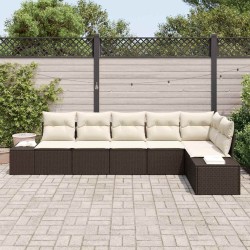Ensemble de canapé de jardin 6 pcs Marron et Crème polyrotin 518305518305