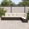 Ensemble de canapé de jardin 6 pcs Marron et Crème polyrotin 518305518305