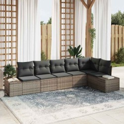 Ensemble de canapé de jardin avec coussin 6 pcs Gris polyrotin 518306518306