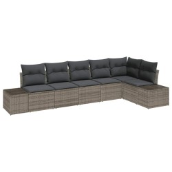 Ensemble de canapé de jardin avec coussin 6 pcs Gris polyrotin 518306518306
