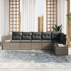 Ensemble de canapé de jardin avec coussin 6 pcs Gris polyrotin 518306518306