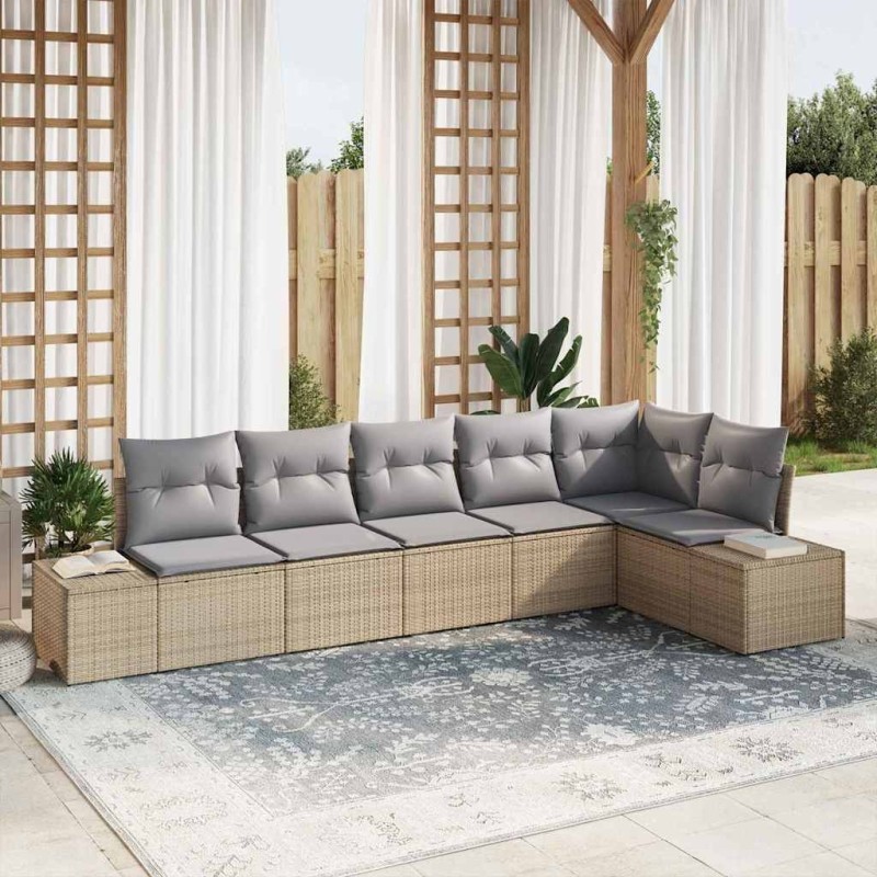 Ensemble de canapé de jardin 6 pcs Beige et gris polyrotin 518307518307