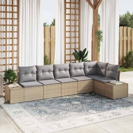 Ensemble de canapé de jardin 6 pcs Beige et gris polyrotin 518307518307