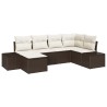 Ensemble de canapé de jardin 6 pcs Marron et Crème polyrotin 518308518308