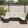 Ensemble de canapé de jardin 6 pcs Marron et Crème polyrotin 518308518308