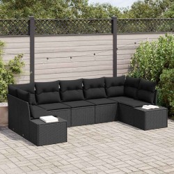 Ensemble de canapé de jardin avec coussin 7 pcs Noir polyrotin 518310518310