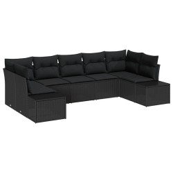 Ensemble de canapé de jardin avec coussin 7 pcs Noir polyrotin 518310518310
