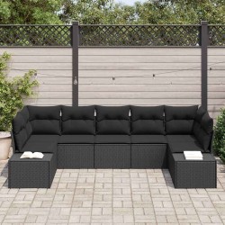 Ensemble de canapé de jardin avec coussin 7 pcs Noir polyrotin 518310518310