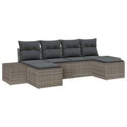 Ensemble de canapé de jardin avec coussin 6 pcs Gris polyrotin 518311518311