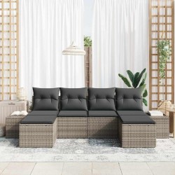 Ensemble de canapé de jardin avec coussin 6 pcs Gris polyrotin 518311518311