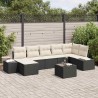 Ensemble de canapé de jardin avec coussin 8 pcs Noir polyrotin 518312518312