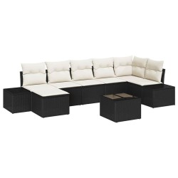 Ensemble de canapé de jardin avec coussin 8 pcs Noir polyrotin 518312518312