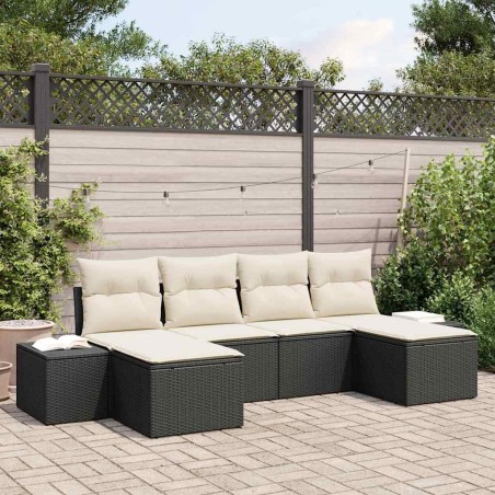 Ensemble de canapé de jardin avec coussin 6 pcs Noir polyrotin 518313518313