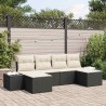 Ensemble de canapé de jardin avec coussin 6 pcs Noir polyrotin 518313518313