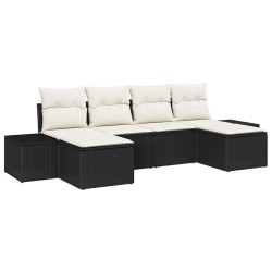 Ensemble de canapé de jardin avec coussin 6 pcs Noir polyrotin 518313518313