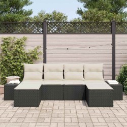Ensemble de canapé de jardin avec coussin 6 pcs Noir polyrotin 518313518313