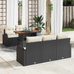 Ensemble de canapé de jardin avec coussin 6 pcs Noir et crème 518314518314