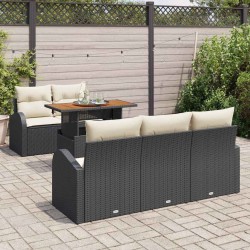 Ensemble de canapé de jardin avec coussin 6 pcs Noir et crème 518314518314