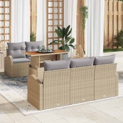 Ensemble de canapé de jardin 6 pcs beige et gris clair 518316518316