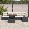 Ensemble de canapé de jardin avec coussin 7 pcs Noir et Crème 518318518318