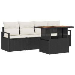 Ensemble de canapé de jardin avec coussin 5 pcs Noir et crème 518319518319