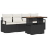 Ensemble de canapé de jardin avec coussin 5 pcs Noir et crème 518319518319