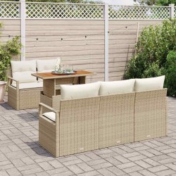 Ensemble de canapé de jardin avec coussin 6 pcs beige et crème 518321518321