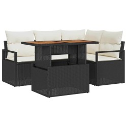 Ensemble de salle à manger pour jardin 5 pcs Noir et Crème 518322518322