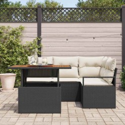 Ensemble de salle à manger pour jardin 5 pcs Noir et Crème 518322518322
