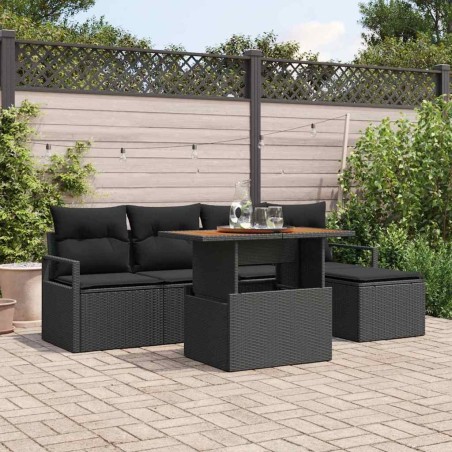 Ensemble de salle à manger pour jardin 6 pcs Noir et Marron 518323518323