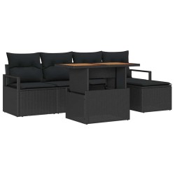 Ensemble de salle à manger pour jardin 6 pcs Noir et Marron 518323518323