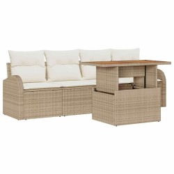 Ensemble de canapé de jardin avec coussin 5 pcs beige et crème 518325518325