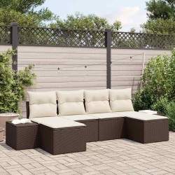 Ensemble de canapé de jardin 6 pcs Marron polyrotin 518327518327
