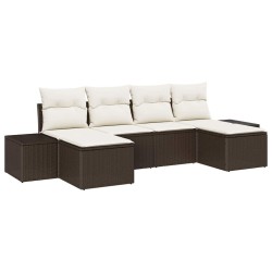 Ensemble de canapé de jardin 6 pcs Marron polyrotin 518327518327