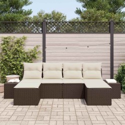 Ensemble de canapé de jardin 6 pcs Marron polyrotin 518327518327