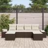 Ensemble de canapé de jardin 6 pcs Marron polyrotin 518327518327