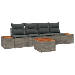 Ensemble de canapé de jardin avec coussin 5 pcs Gris Poly rotin 518329518329