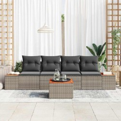 Ensemble de canapé de jardin avec coussin 5 pcs Gris Poly rotin 518329518329