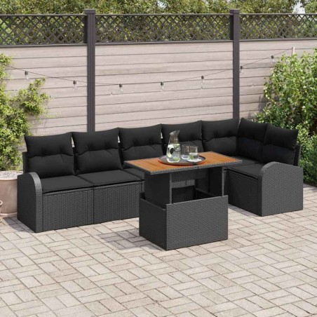 Ensemble de canapé de jardin avec coussin 7 pcs Noir 518330518330