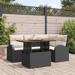 Ensemble de canapé de jardin avec coussin 5 pcs Noir et crème 518335518335